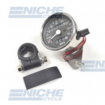 Mini Speedometer Gauge w/Bar Clamp 160 MPH - 2.1:1 Ratio 58-43667