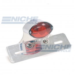 Single Small Cateye Brake Light with License Plate Bracket 62-21601
