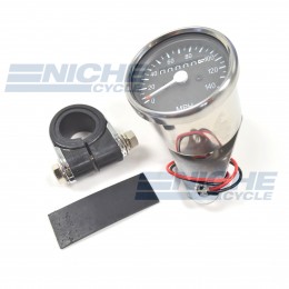 Mini Speedometer Gauge w/Bar Clamp 140 MPH - 1:1 Ratio 58-43671