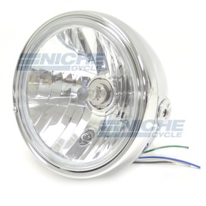 7.5" Side Mount Complete Headlight Assembly Chrome ECE 6J8F-H-E/C