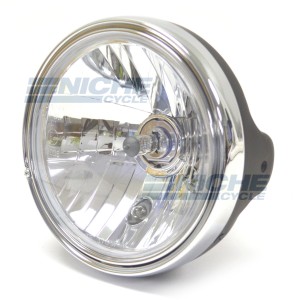 7.5" Side Mount Complete Headlight Assembly Black/Chrome ECE 8K7-H-E/B